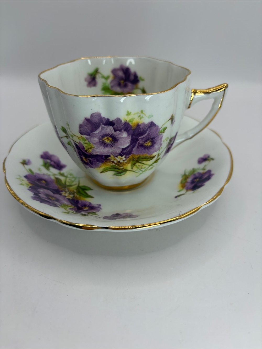Society bone china pansy tea cup and saucer